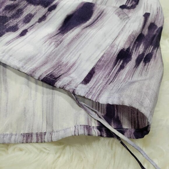 Banana Republic Purple Print Silk Ruffle Sleeveless Blouse Women's Size Medium - Picture 7 of 10